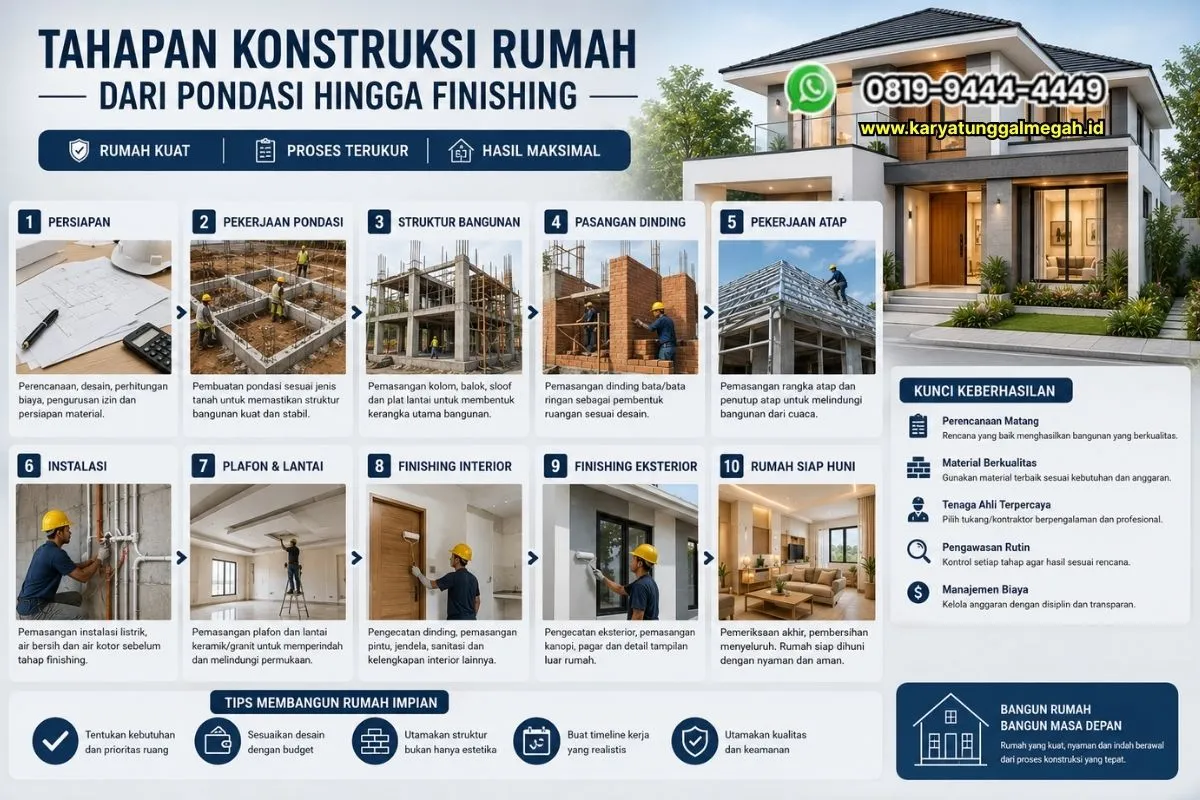 Tahapan Konstruksi Rumah dari Pondasi hingga Finishing
