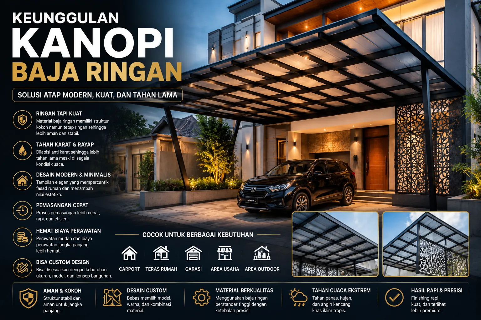 Keunggulan Kanopi Baja Ringan