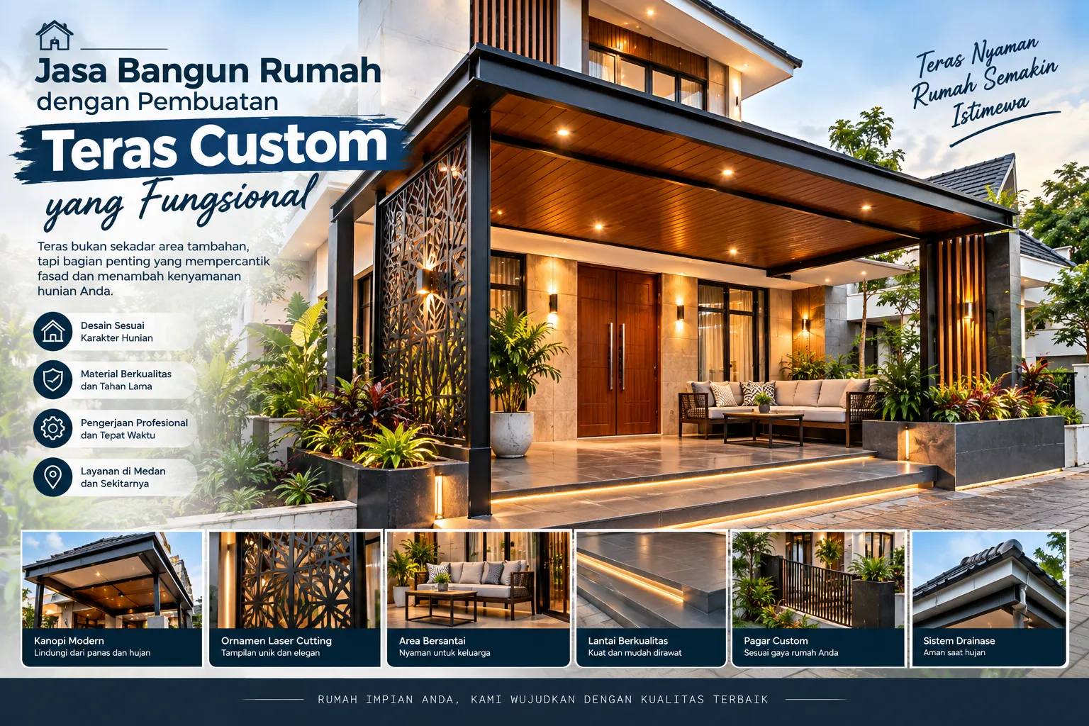 Jasa Bangun Rumah dengan Pembuatan Teras Custom yang Fungsional