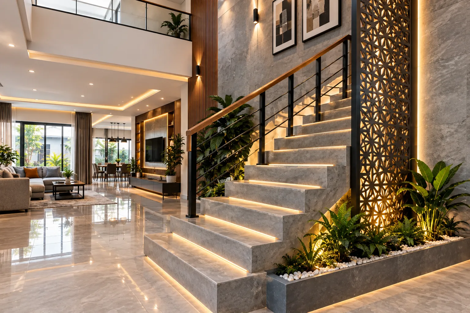 Pembuatan Tangga Beton dan Finishing Modern