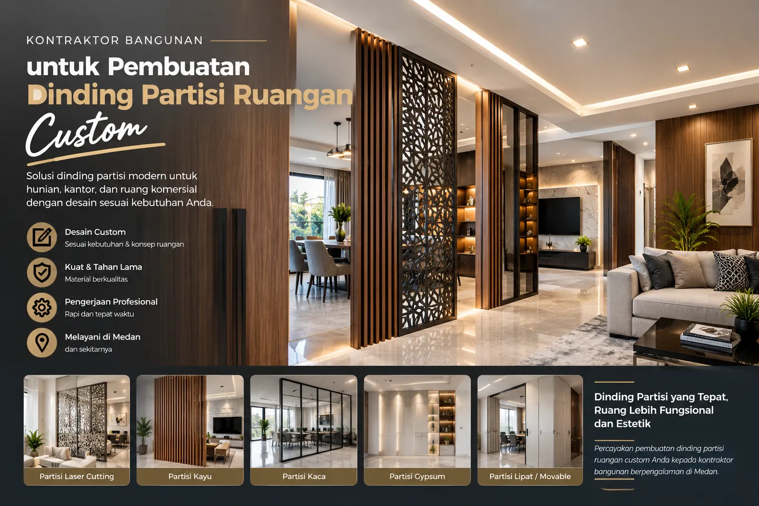 Pembuatan Dinding Partisi Ruangan Custom