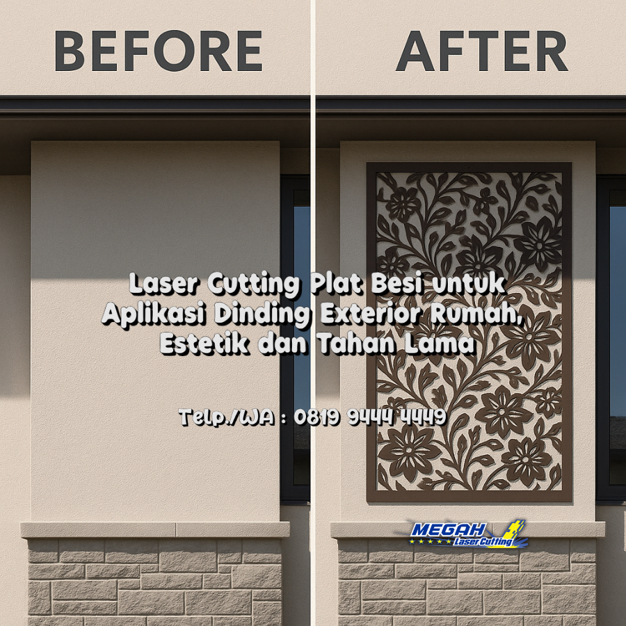 Laser Cutting Plat Besi untuk Aplikasi Dinding Exterior Rumah, Estetik dan Tahan Lama