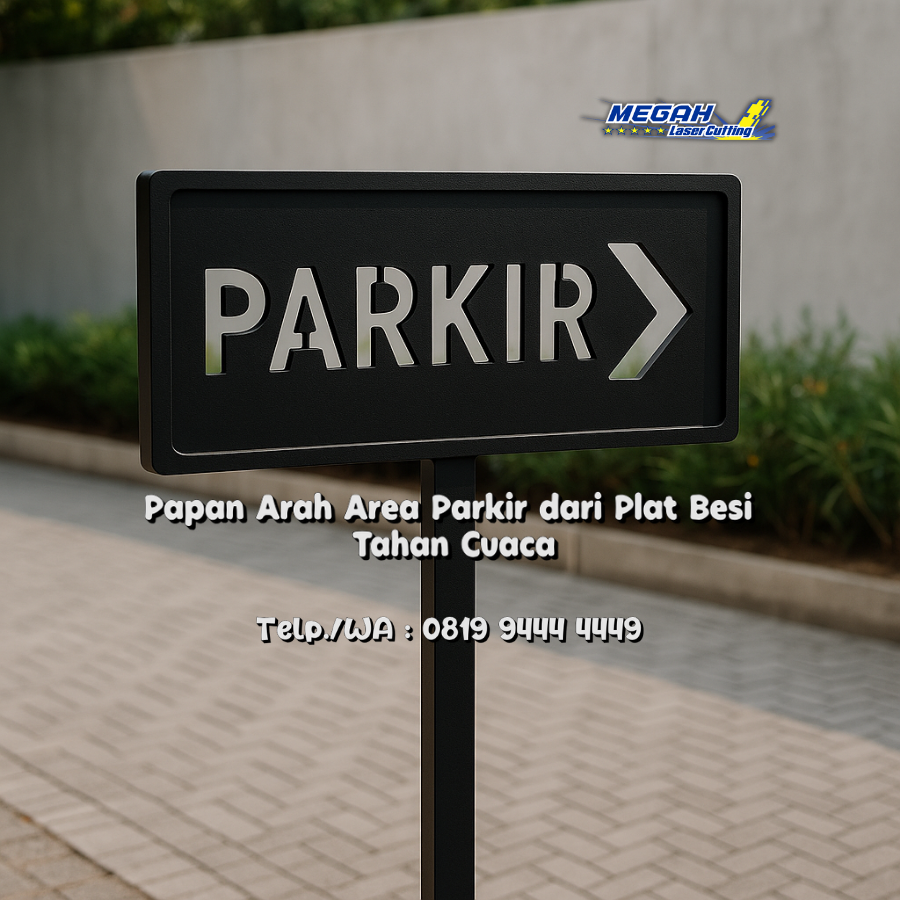 Papan Arah Area Parkir dari Plat Besi Tahan Cuaca
